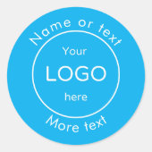 Add your company business shop logo blue  ラウンドシール (正面)