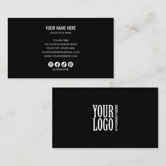 Add your custom logo circle professional black 名刺 (正面/裏面)