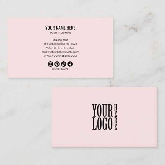 Add your custom logo circle professional Pink 名刺 (正面/裏面)