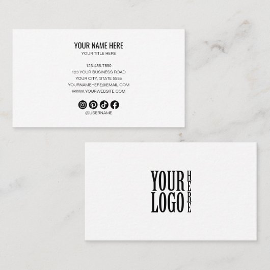 Add your custom logo circle professional White 名刺 (正面/裏面)