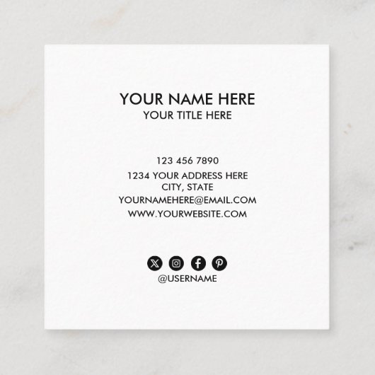 Add your custom logo circle professional white squ スクエア名刺 (裏面)