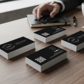 Add your custom logo QR code black Modern Design 名刺