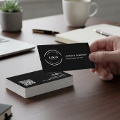 Add your custom logo QR code black Modern Design 名刺