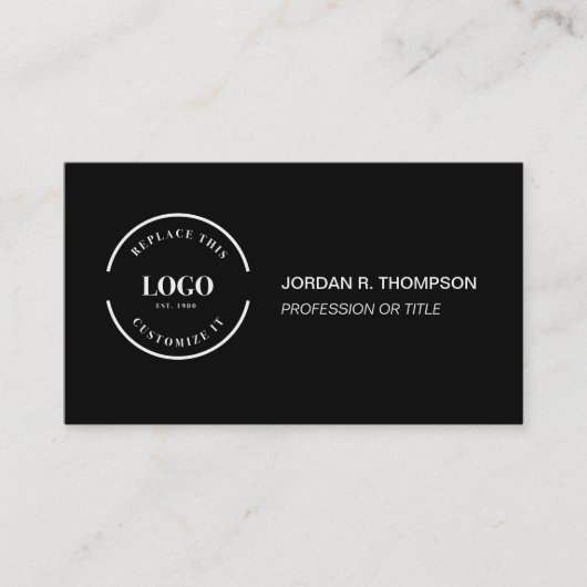 Add your custom logo QR code black Modern Design 名刺 (正面)