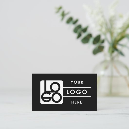 Add Your Custom Logo Rectangle Professional Black 名刺 (スタンド正面)
