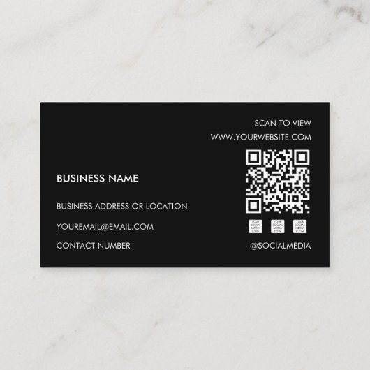 Add Your Custom Logo Rectangle Professional Black 名刺 (裏面)