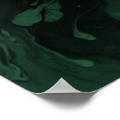 Add Your Custom Quote Black Marble Dark Leaf Green ポスター (角)