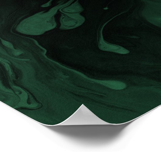 Add Your Custom Quote Black Marble Dark Leaf Green ポスター (角)