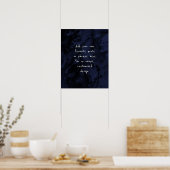 Add Your Custom Quote Black Marble on Navy Blue ポスター (キッチン)