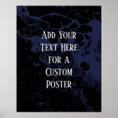Add Your Custom Text Black & Navy Marble ポスター (正面)