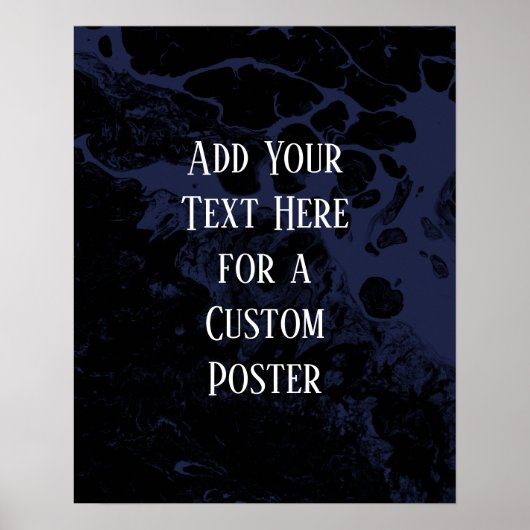 Add Your Custom Text Black & Navy Marble ポスター (正面)