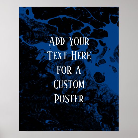 Add Your Custom Text Black & Royal Blue Marble ポスター (正面)