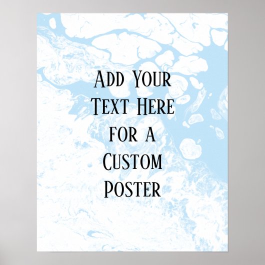 Add Your Custom Text, White & Baby Blue Marble ポスター (正面)