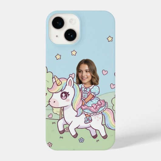 Add Your Head Ride a Unicorn Custom Photo iPhoneケース (裏面)