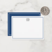 Add Your Logo Blue Double Border Business ノートカード (正面/裏面インサイチュ)