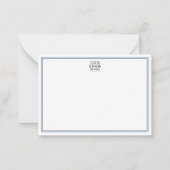 Add Your Logo Blue Double Border Business ノートカード (正面)