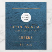 Add your logo blue gold business company name  ワインラベル (シングルラベル)