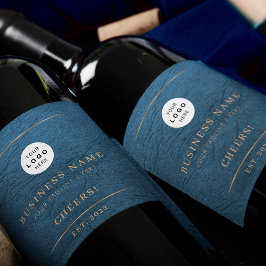 Add your logo blue gold business company name  ワインラベル