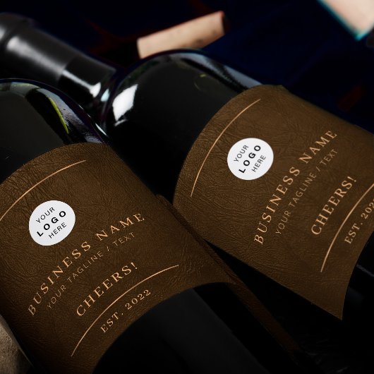 Add your logo brown gold business company name  ワインラベル