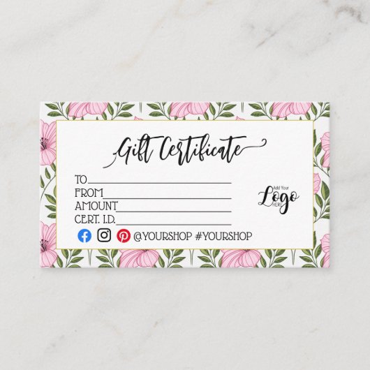 ADD YOUR LOGO Business gift certificate marketing 名刺 (正面)