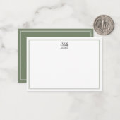 Add Your Logo Double Border Sage Green Business   ノートカード (正面/裏面インサイチュ)