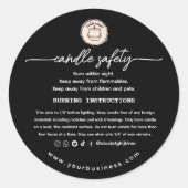 Add your Logo Elegant Black Candle safety Label ラウンドシール (正面)