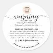 Add your Logo Elegant Personalized Candle Warning ラウンドシール (正面)