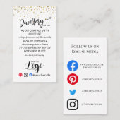 ADD YOUR LOGO jewelry CARE CARDS small business UK 名刺 (正面/裏面)