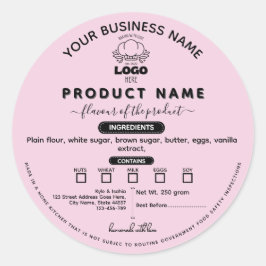 Add your Logo Pink Modern Cottage Law Food Round ラウンドシール