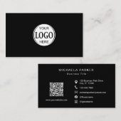 Add Your Logo Professional Minimalist Black  名刺 (正面/裏面)
