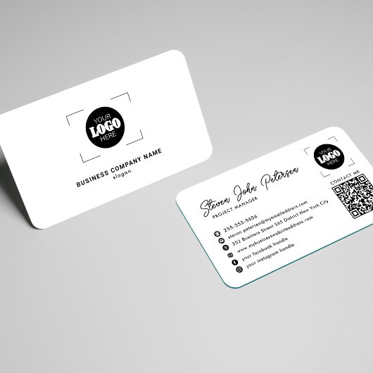 Add your logo professional QR code white 名刺