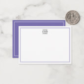 Add Your Logo Purple Double Border Business ノートカード (正面/裏面インサイチュ)