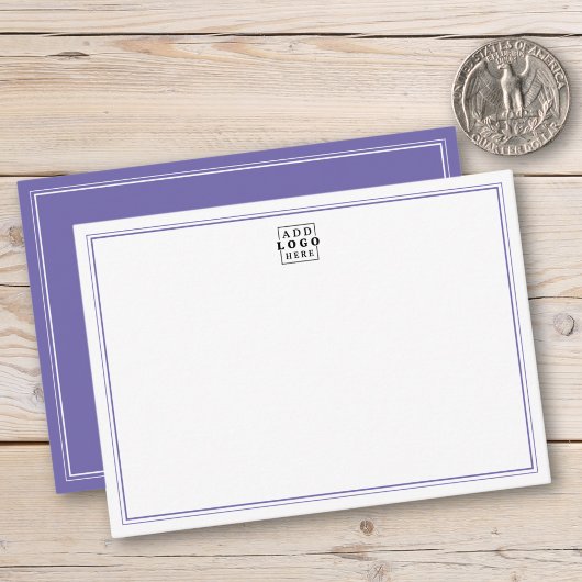 Add Your Logo Purple Double Border Business ノートカード