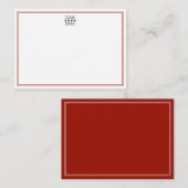 Add Your Logo Red Two Line Border Business   ノートカード (正面/裏面)