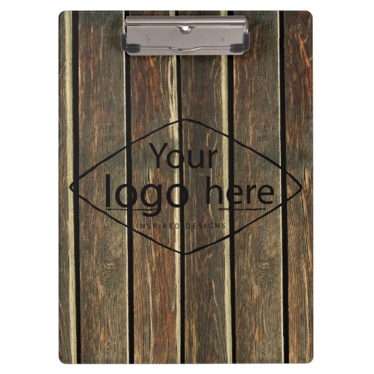 Add your logo rustic barn wood クリップボード (正面)