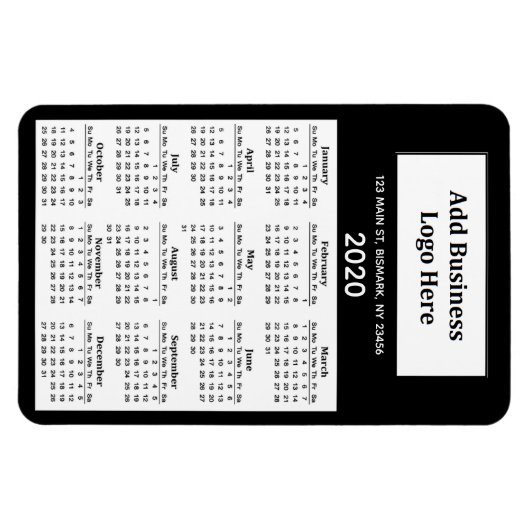 Add your Logo to this Custom 2020 Calendar マグネット (横)