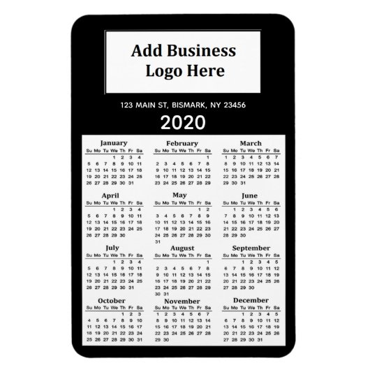 Add your Logo to this Custom 2020 Calendar マグネット (縦)