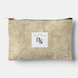 Add your logo Trendy wood background natural アクセサリーポーチ