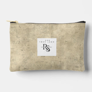 Add your logo Trendy wood background natural アクセサリーポーチ