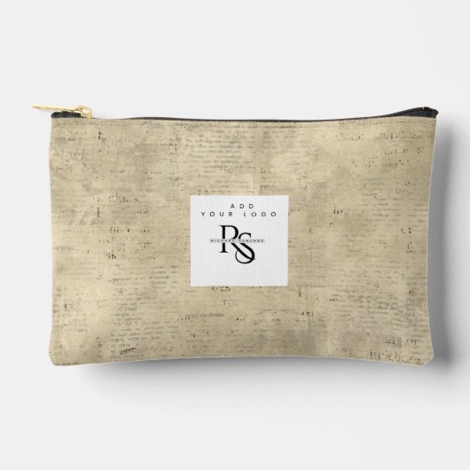 Add your logo Trendy wood background natural アクセサリーポーチ (正面)