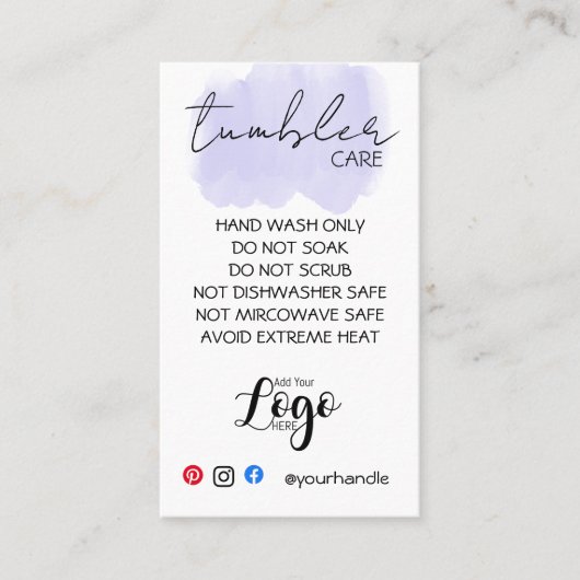 ADD YOUR LOGO TUMBLER CARE CARDS vinyl business 名刺 (正面)