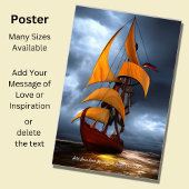 Add Your Message, Abstract  Brown Sailing Ship  ポスター