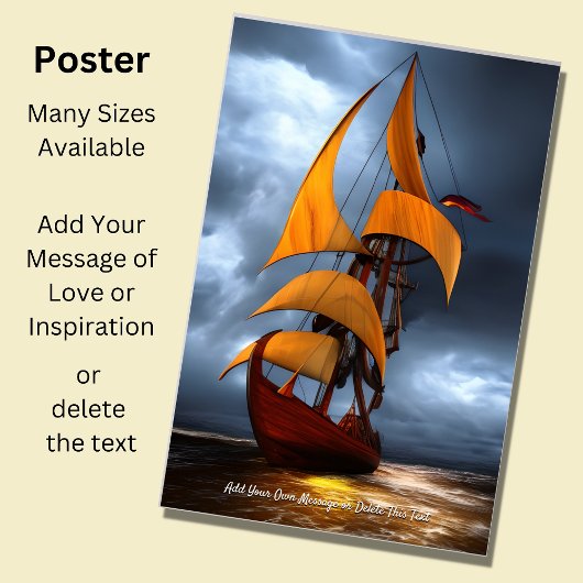 Add Your Message, Abstract  Brown Sailing Ship  ポスター