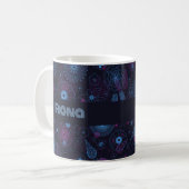 Add Your Name Floral Outline Blue & Purple Pattern コーヒーマグカップ (正面左)