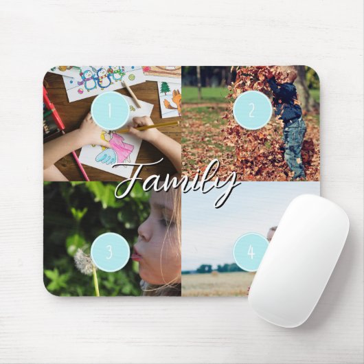 Add Your Own 4 Family Photos collage mouse pad マウスパッド (マウス)