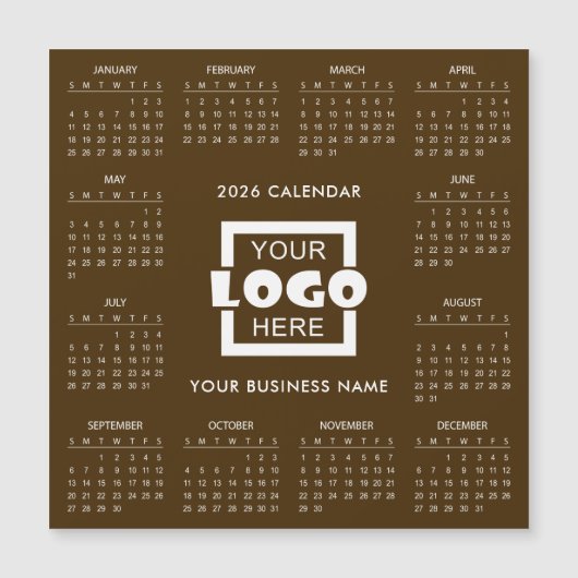 Add Your Own Business Logo 2026 Calendar | Magnet (正面)