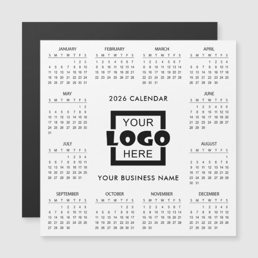 Add Your Own Business Logo 2026 Calendar | Magnet (正面/裏面)