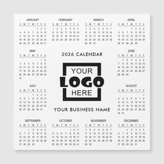 Add Your Own Business Logo 2026 Calendar | Magnet (正面)
