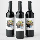 Add Your Own Couple Photo 45th Wedding Anniversary ワインラベル (ボトル)