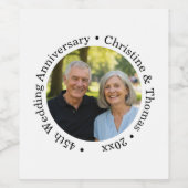 Add Your Own Couple Photo 45th Wedding Anniversary ワインラベル (シングルラベル)